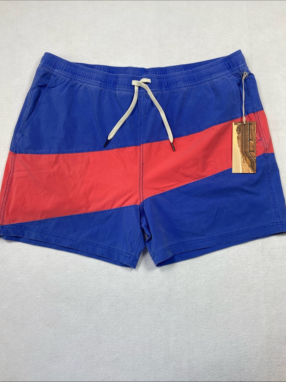 Fair Harbor Men's Blue & Red Swim Trunks with Drawstring Beach Coastal Pool